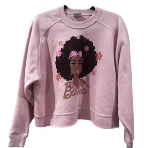 Pink fleece sweatshirt with a graphic front and relaxed everyday fit. Size S
